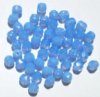 50 6mm Faceted Milky Blue Opal Beads